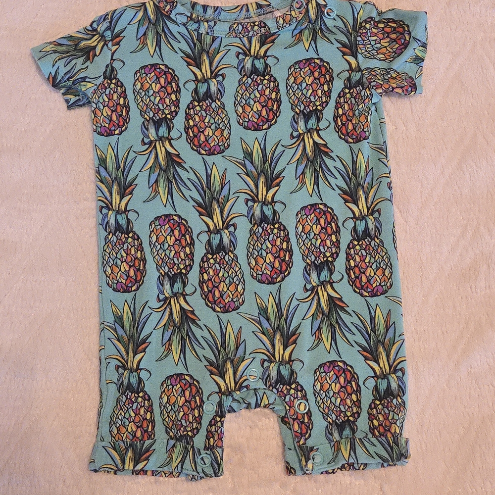 Tropical Pineapple Print Baby Romper
